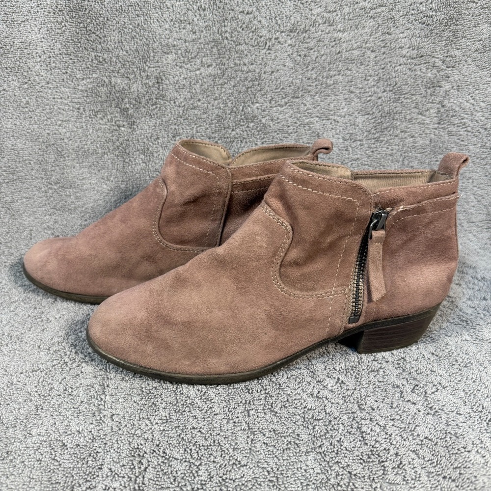 Arizona Garrity Ankle Boots Womens Sz 8.5 Brown Suede Block Heels Comfront